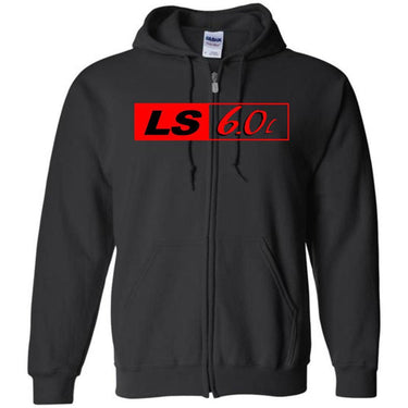LS GM 6.0 Motor ZIP-UP Hoodie Sweatshirt - Aggressive Thread Diesel Truck T-Shirts